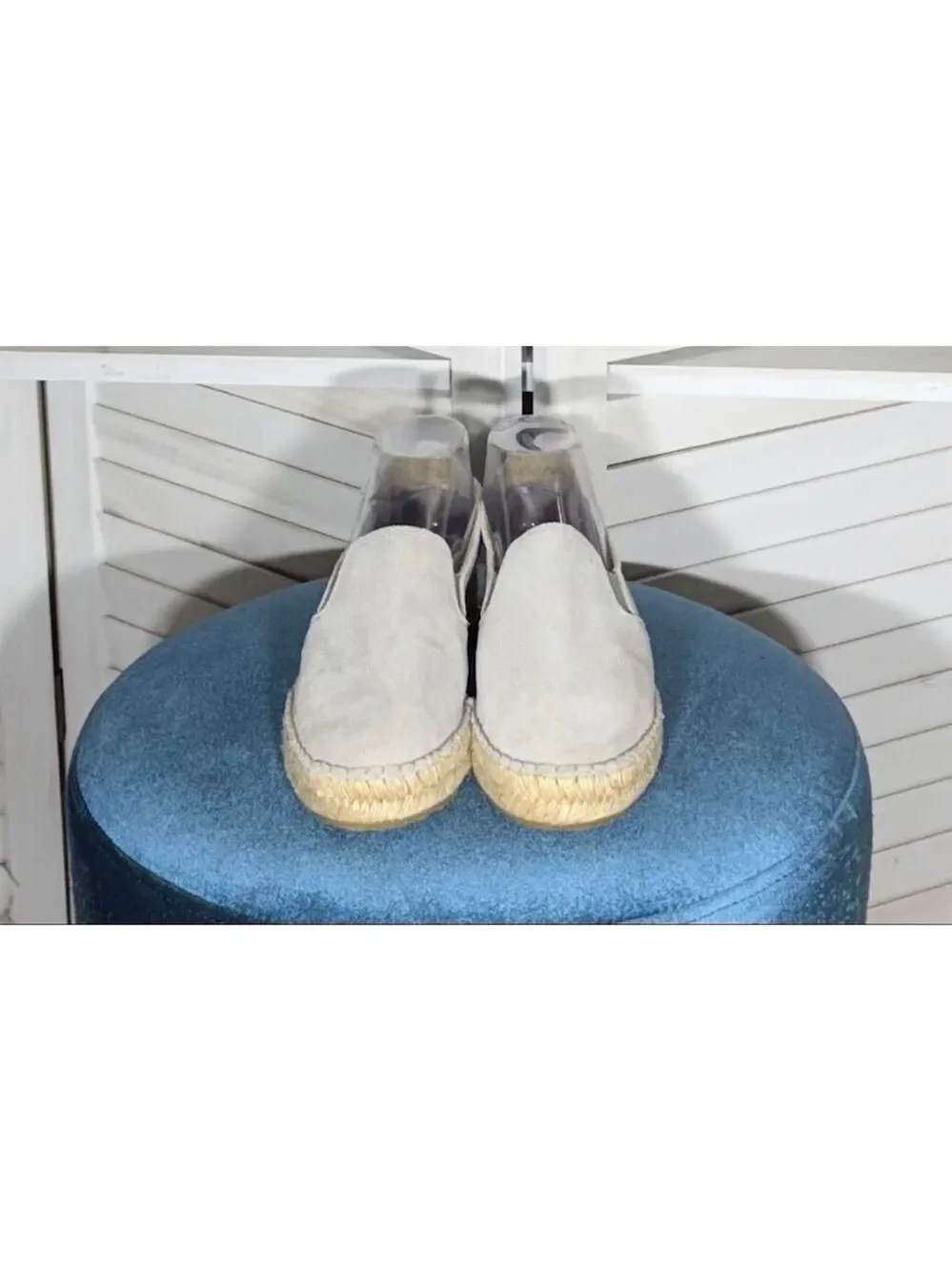 Fabiolas made in Spain gray suede leather espadrille slip on shoes women's sz 8